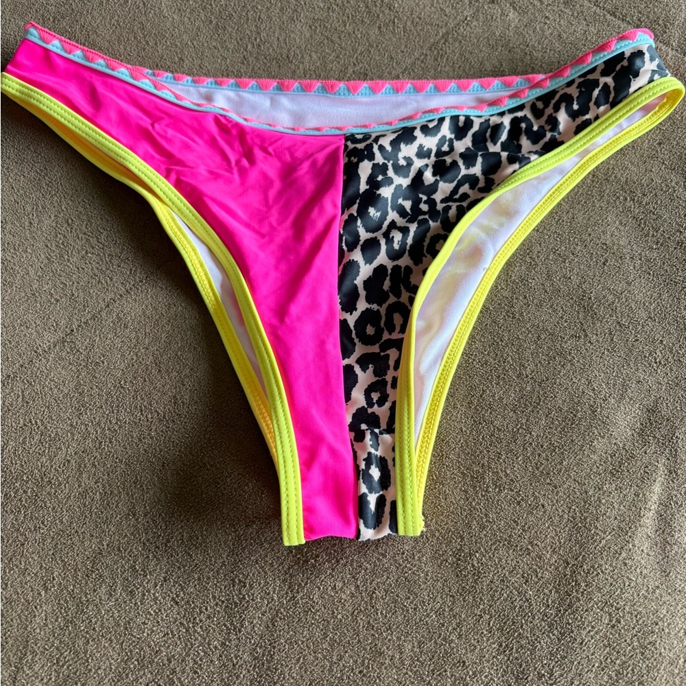 SHEIN Pink and Black High-Cut Bikini